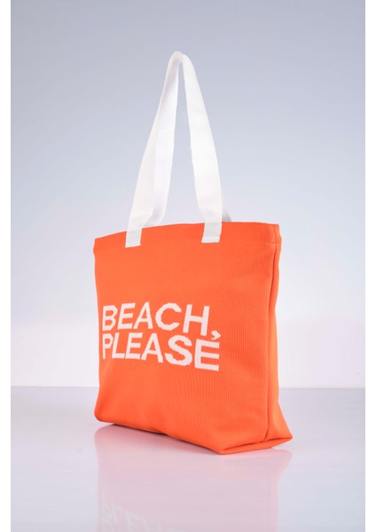 Beach, Please Yazılı Triko Plaj Çantası