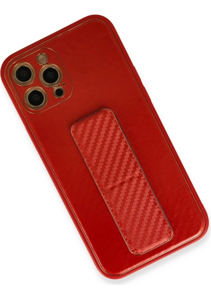 iPhone 12 Pro Max Kılıf Coco Karbon Standlı Kapak - Kırmızı modelleri