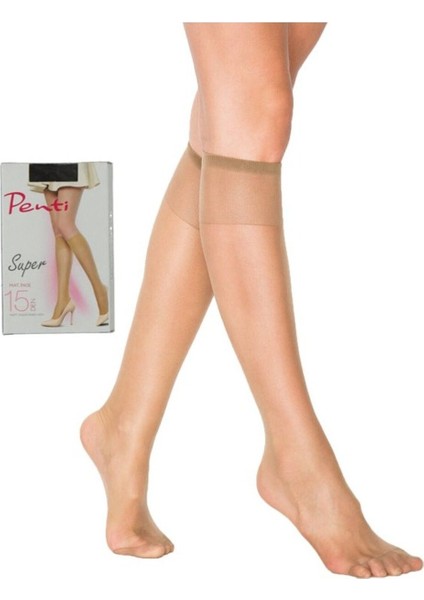 2 Adet Süper Mat Diz Altı Ince 15'den Mat Pantolon Çorabı 86 Vizon