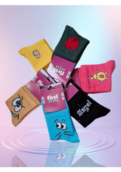 Multiçorap First Socks Renkli Pamuklu Smart Kolej Çorabı 6 Çift fiyatları
