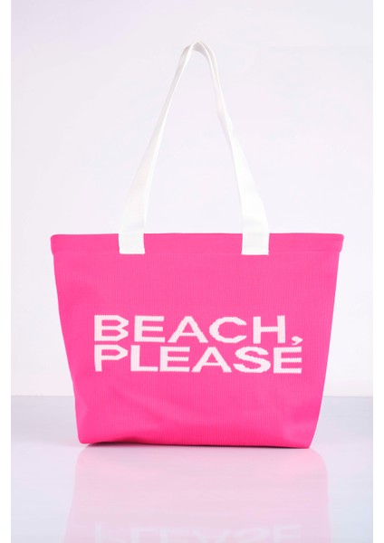 Beach, Please Yazılı Triko Plaj Çantası