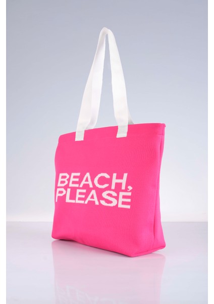 Beach, Please Yazılı Triko Plaj Çantası