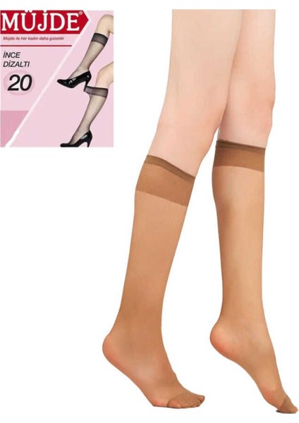 Kadın Bronz Renk 20 Denye Mat Ince Dizaltı Pantolon Çorabı (38) 6'lı