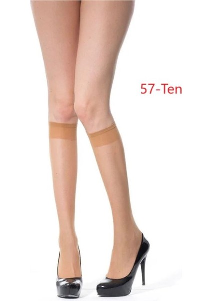 Fit Parlak Süper Ince (15 Den) Dizaltı Ten-(57) Çorap 6 Çift