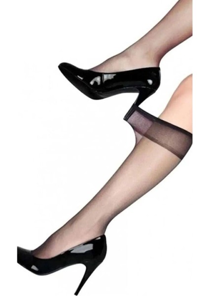 Fit Parlak Süper Ince (15 Den) Dizaltı Siyah-Ten-Açıkten Çorap 6 Çift fırsatları