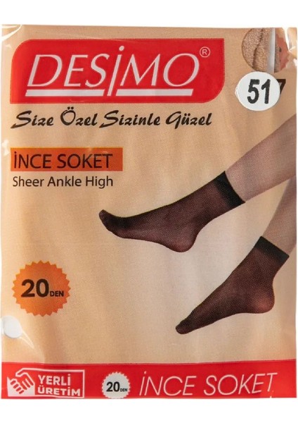 Kadın Ten Rengi 20 Den Ince Soket Çorap 5 Çift modelleri