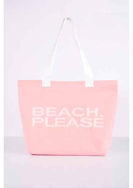 Beach, Please Yazılı Triko Plaj Çantası fiyatları