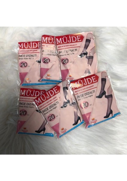 Diz Altı Tül Çorap 6'lı 20 Den Ten-Siyah-Sahra