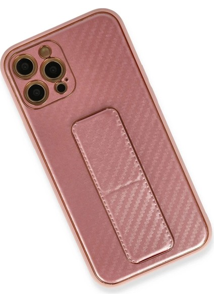 iPhone 12 Pro Kılıf Coco Karbon Standlı Kapak - Pembe modelleri