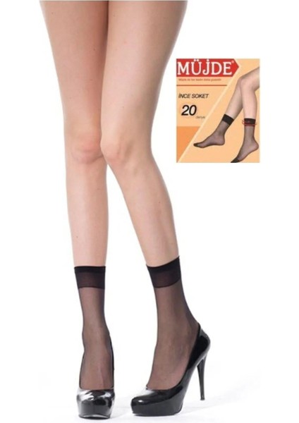 Kadın Siyah 20 Den Ince Soket Çorap 5 Li