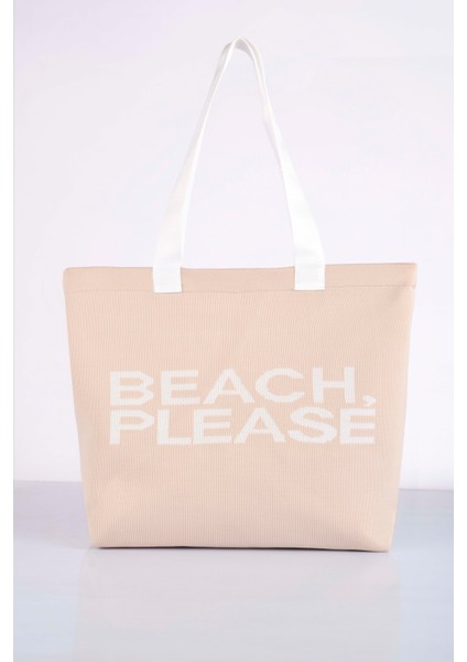Beach, Please Yazılı Triko Plaj Çantası modelleri