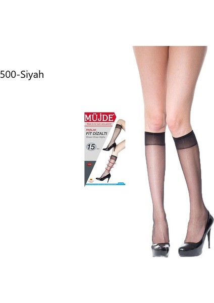 Fit Parlak Süper Ince (15 Den) Dizaltı Siyah Tül Çorap 6 Çift