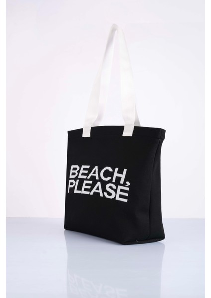 Beach, Please Yazılı Triko Plaj Çantası