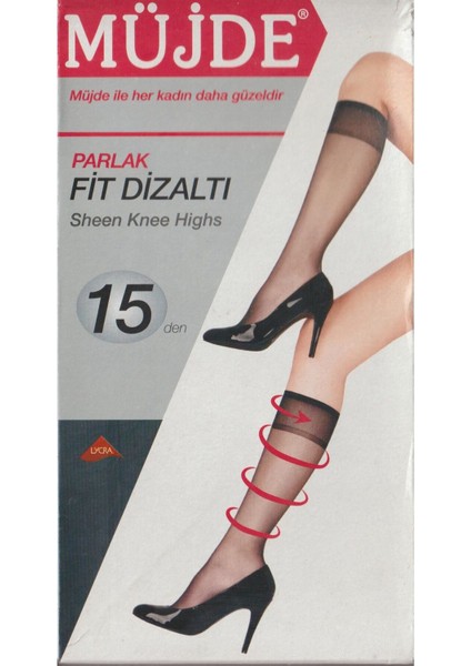6'lı 15 Denye Parlak Fit Dizaltı
