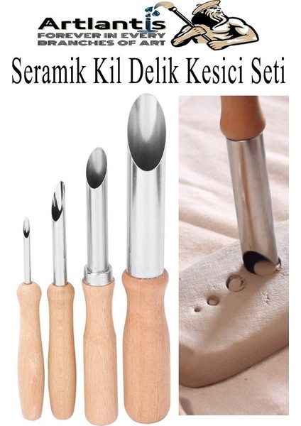 Seramik Kil Başlangıç Seti Ebeşuar Çift Taraflı Dip Alma Delik Delme Mavi Silikon Uçlu Fırça 39 Parça Modelaj Modelleme