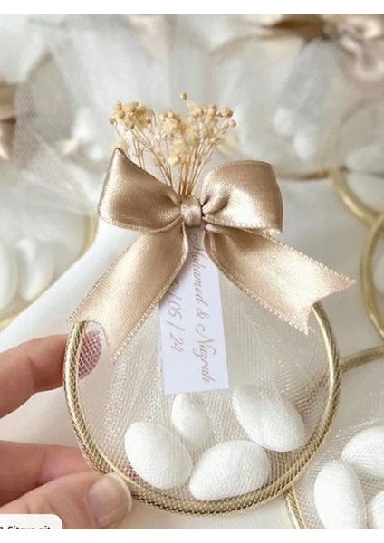 Kolonyam 20 Adet Süslemeli Halka Şekerleme Nikah Nişan Söz Düğün Hediyeliği