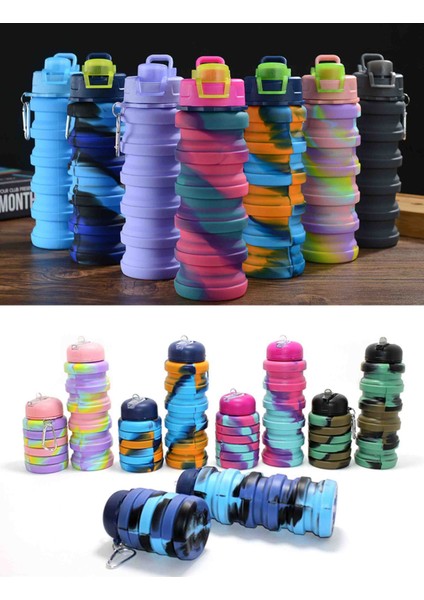 Katlanabilir Portatif Silikon Su Şişesi Hafif Taşınabilir Bpa Free Seyahat Spor Outdoor Matara 500 ml fırsatları