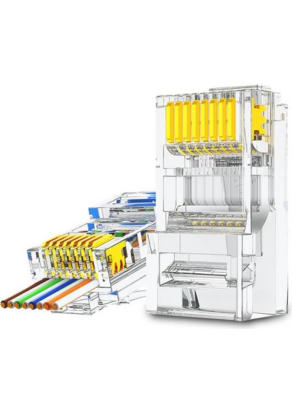 60 Adet Yeni Nesil RJ45 Cat5 Cat6 Ethernet Internet Kablo Soketi Konnektör Delikli 8P8C Jack Utp Kablo Ucu Gold Plated Jack fırsatları