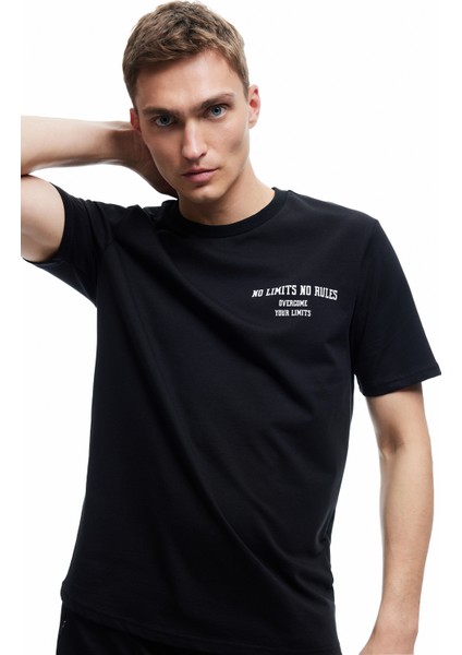 Yeni Sezon Kısa Kollu Bisiklet Yaka Baskılı Oversize Spor Tişört