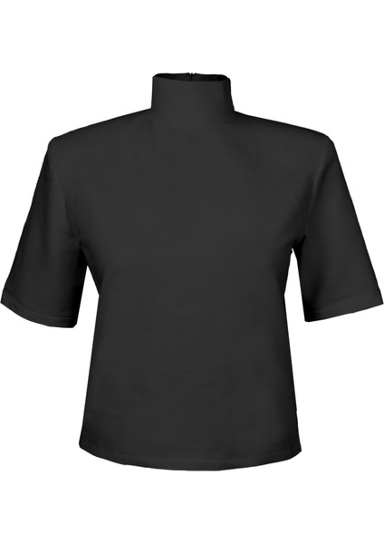 Vatkalı Dik Yaka Tshirt