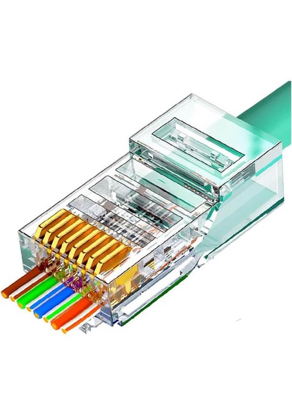 100 Adet Yeni Nesil RJ45 Cat5 Cat6 Ethernet Internet Kablo Soketi Konnektör Delikli 8P8C Jack Utp Kablo Ucu Gold Plated Jack