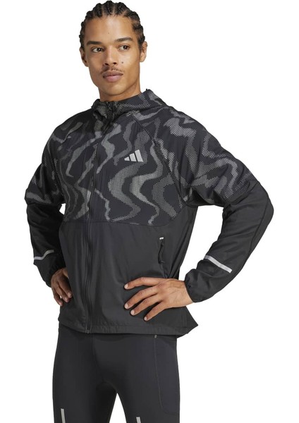 Ultimate Hivis Erkek Siyah Kapüşonlu Rüzgarlık