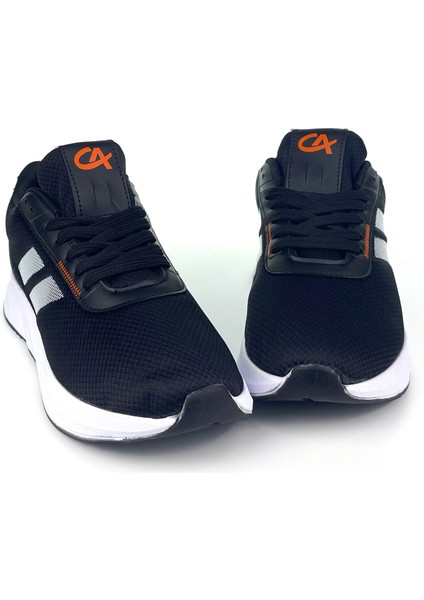 Erkek Siyah Oranj Bağcıklı Nefes Alan Esnek Hafif Günlük Sneaker Spor Ayakkabı