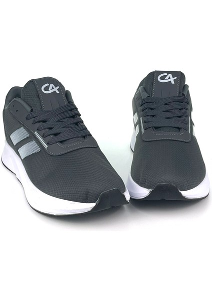 Erkek Füme Beyaz Bağcıklı Nefes Alan Esnek Hafif Günlük Sneaker Spor Ayakkabı
