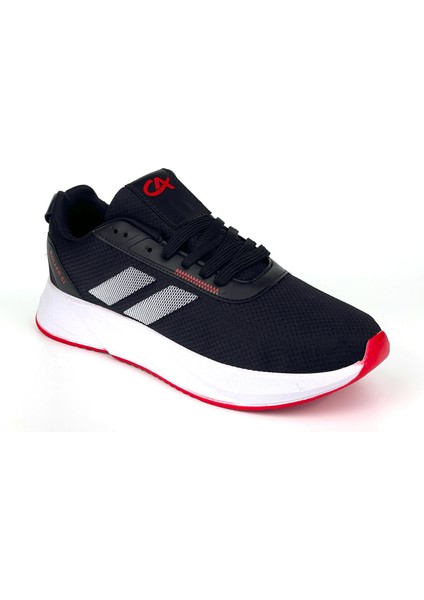 Erkek Siyah Kırmızı Bağcıklı Nefes Alan Esnek Hafif Günlük Sneaker Spor Ayakkabı modelleri