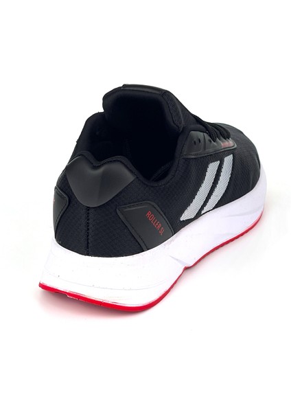 Erkek Siyah Kırmızı Bağcıklı Nefes Alan Esnek Hafif Günlük Sneaker Spor Ayakkabı indirimleri