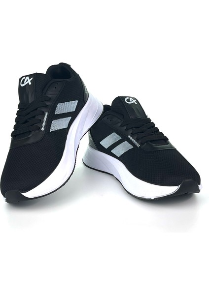 Erkek Siyah Beyaz Bağcıklı Nefes Alan Esnek Hafif Günlük Sneaker Spor Ayakkabı modelleri