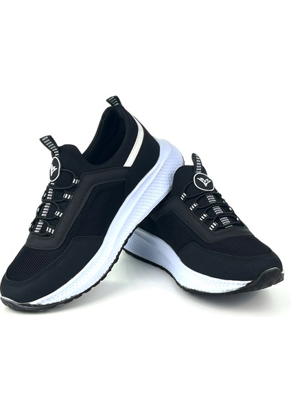 Erkek Siyah Beyaz Bağcıksız Esnek Çok Hafif Günlük Sneaker Spor Ayakkabı fiyatları