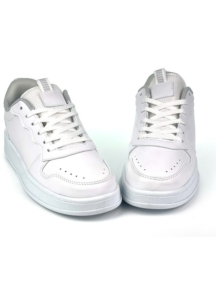 Unisex Beyaz Bağcıklı Rahat Günlük Sneaker Spor Ayakkabı