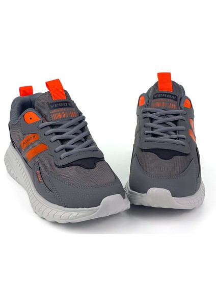 Unisex Füme Oranj Bağcıklı Esnek Hafif Günlük Sneaker Spor Ayakkabı