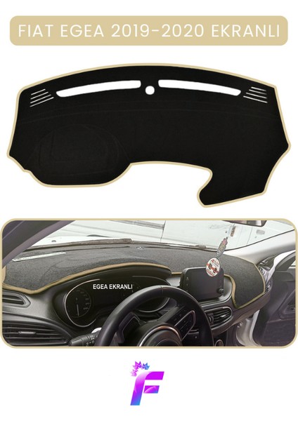 Fıat Egea (2019-2020) Ekranlı Uyumlu Torpido Örtüsü | Çatlama ve Isıya Karşı Tam Koruma | TB19
