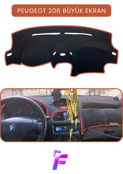 Peugeot 206 Büyük Ekran Uyumlu Torpido Örtüsü | Güneşten Korur | Kolay Montaj | Tam Uyum | T76