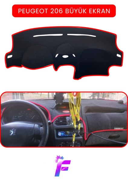 Peugeot 206 Büyük Ekran Uyumlu Torpido Örtüsü | Güneşten Korur | Kolay Montaj | Tam Uyum | T75