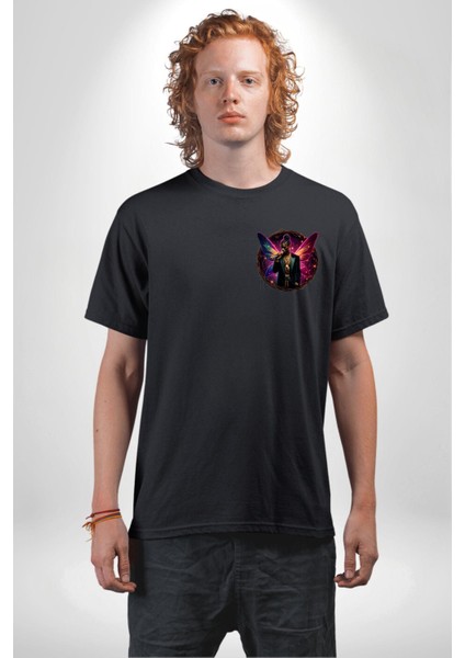 Erkek Hip Hop Rapçi Mor-Pembe Neon Siyah Oversize Kadın Erkek Ön Minimal Baskılı Tişört fiyatları