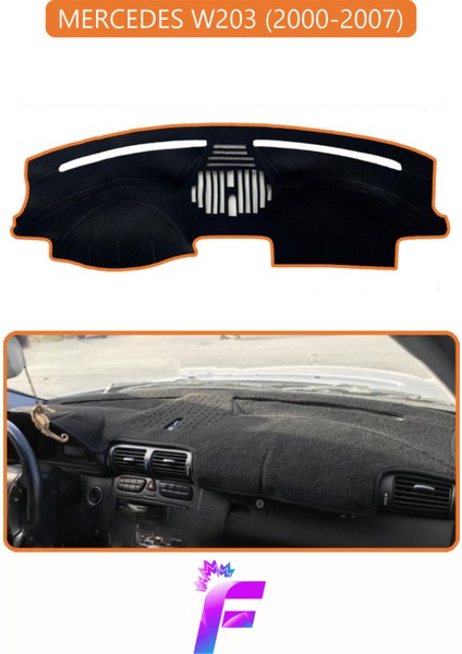 Mercedes W203 (2000-2007) Uyumlu Torpido Örtüsü | Yansıma Önleyici | Kolay Montaj | Tam Koruma | H22
