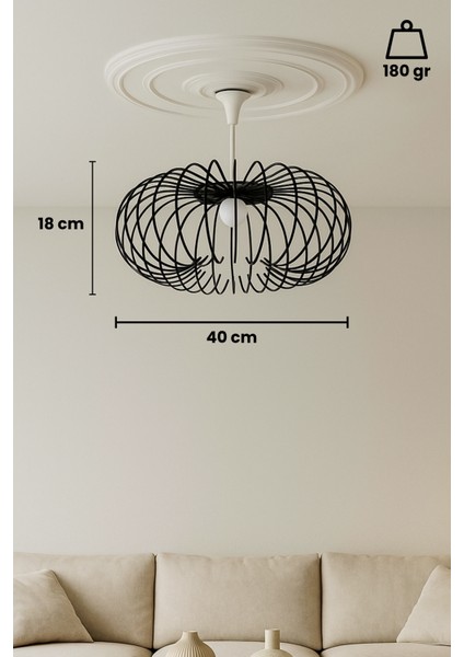 Siyah Modern Salon Avizesi | Minimalist Tasarım Salon & Oturma Odası Uyumlu Plastik Tavan Aydınlatma