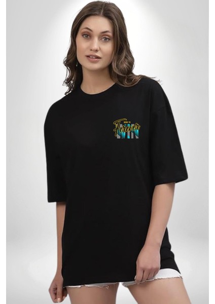 Born To Win Baskılı Motivasyonel Tasarım Siyah Oversize Kadın Erkek Ön Minimal Baskılı Tişört modelleri