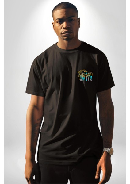 Born To Win Baskılı Motivasyonel Tasarım Siyah Oversize Kadın Erkek Ön Minimal Baskılı Tişört fırsatları