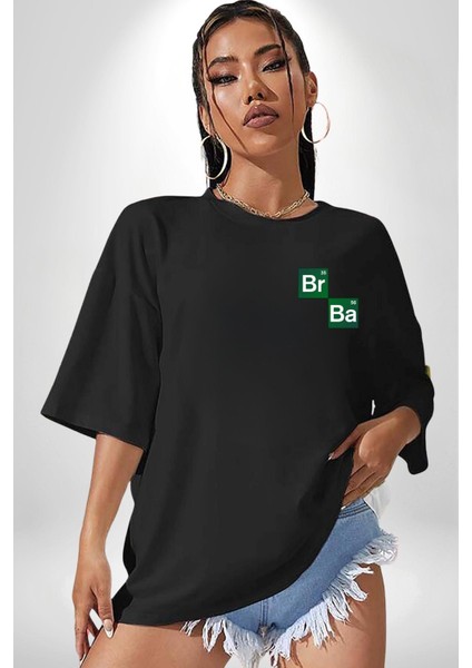 Periyodik Tablo Heisenberg Breaking Bad Siyah Oversize Kadın Erkek Ön Minimal Baskılı Tişört fiyatları