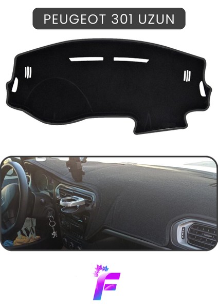 Peugeot 301 (2012+) Uzun Kasa Uyumlu Torpido Örtüsü | Çatlama ve Isıya Karşı Tam Koruma | T90