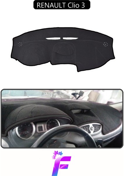 Renault Clio 3 Uyumlu Torpido Örtüsü | Yansıma Önleyici | Tam Koruma | Kolay ve Hızlı Montaj | J60