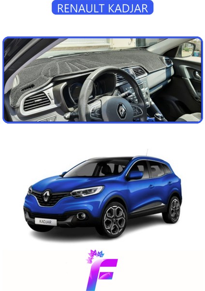 Renault Kadjar (2015-2018) Uyumlu Torpido Örtüsü | Yansıma Önleyici | Tam Koruma | Hızlı Montaj |J77