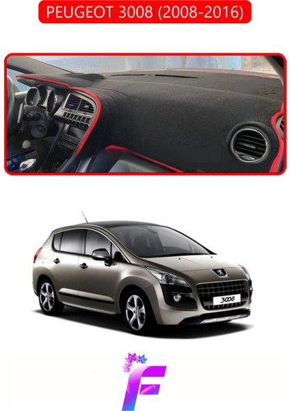 Peugeot 3008 (2008-2016) Uyumlu Torpido Örtüsü | Yansıma Önleyici | Tam Koruma | Kolay Montaj | J9