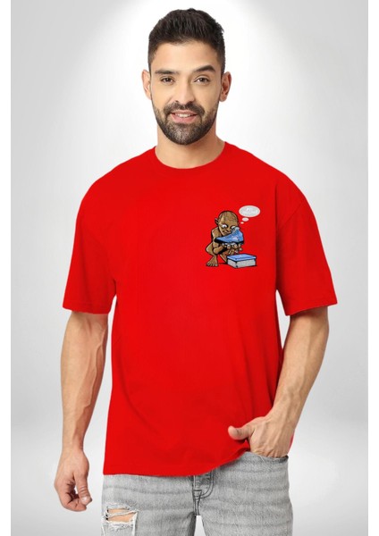 Spor Ayakkabı Aşkı Gollum Tarzı Kırmızı Oversize Kadın Erkek Ön Minimal Baskılı Tişört fırsatları