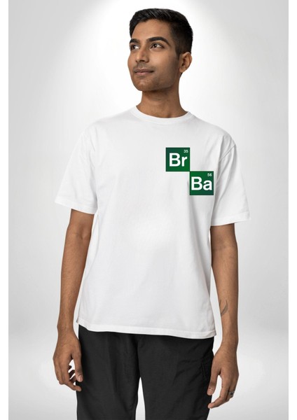 Periyodik Tablo Heisenberg Breaking Bad Beyaz Oversize Kadın Erkek Ön Minimal Baskılı Tişört