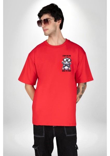 Hippopotamus Hadi Ya Yazılı Mizah Komik Tasarım Kırmızı Oversize Kadın Erkek Ön Minimal Baskılı Tişört fiyatları